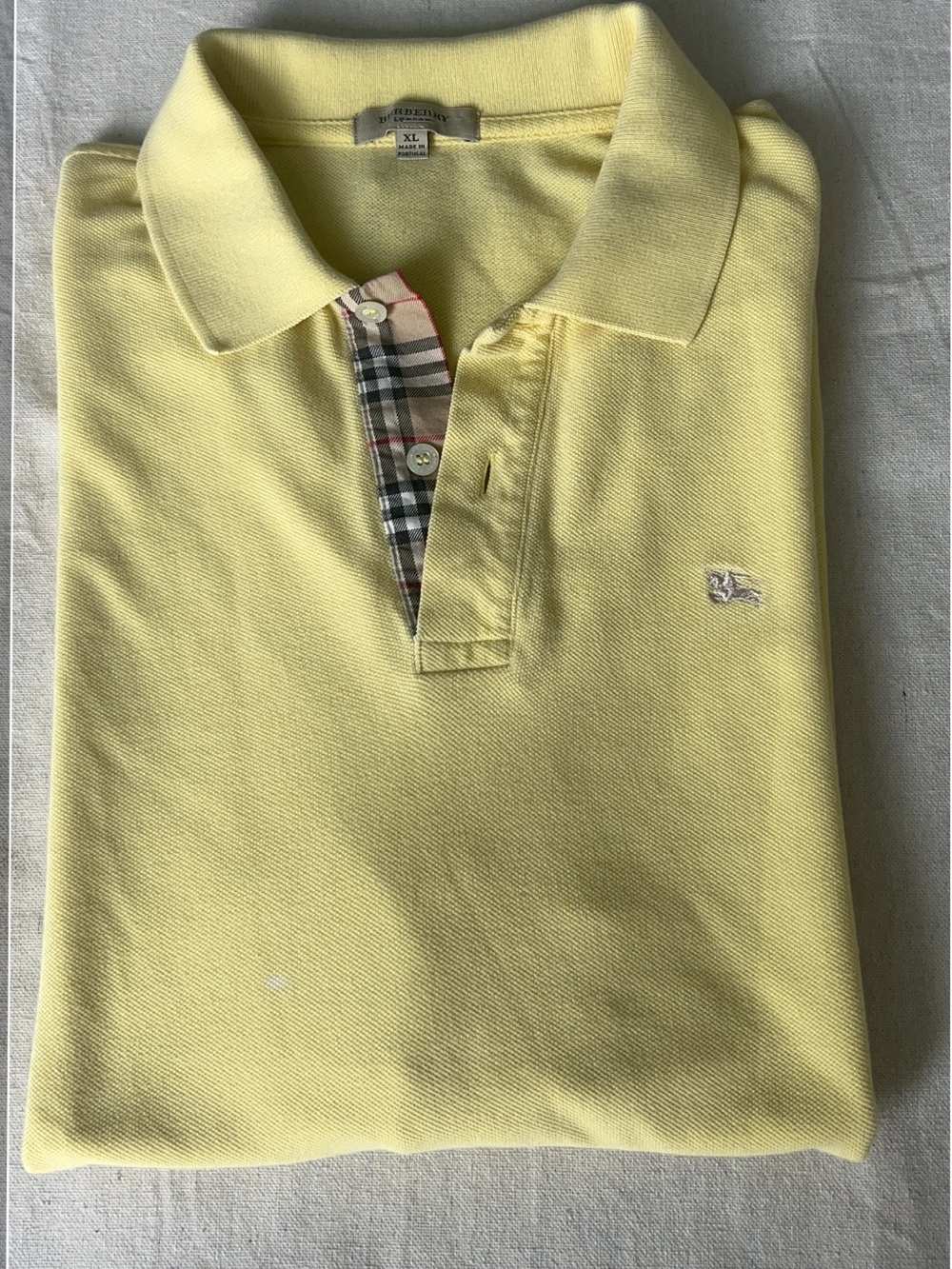Burberry Pale Yellow Polo with Signature Check Placket